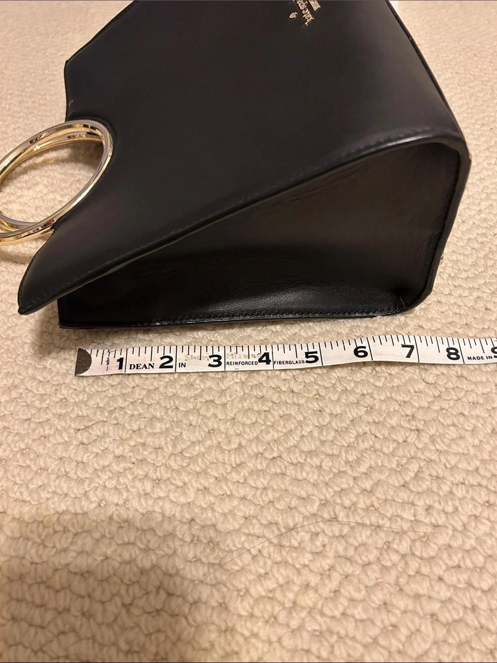 kate spade Black Leather Shoulder Bag with Gold Ring Handle